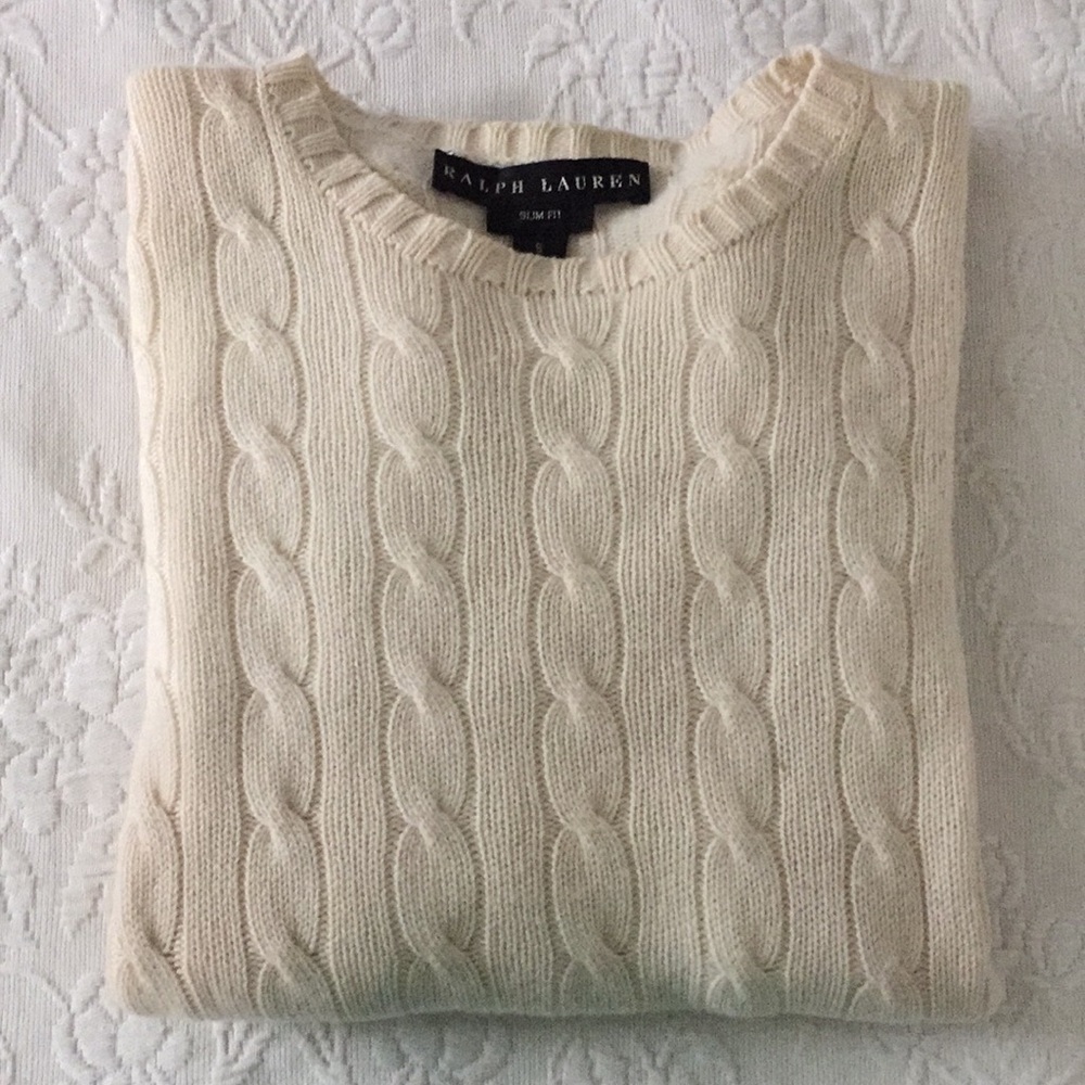 NWOT Ralph Lauren Slim Fit Cream Color Sweater - S